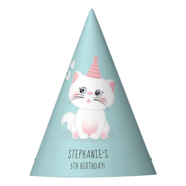 Cat Purr-fect Day Birthday Party Hat (Front)