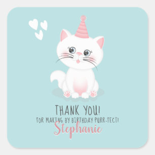 Cat Purr-fect Day Birthday Square Sticker