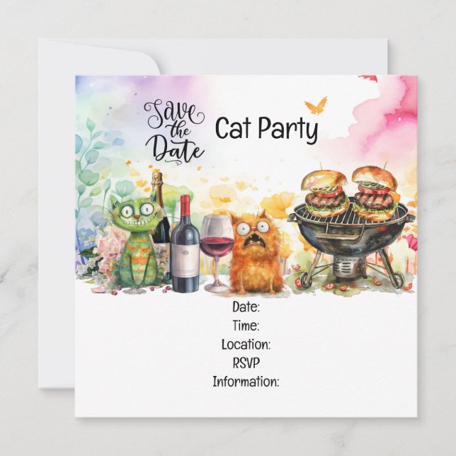 Cat  Purr-fectly Quirky Cat Party Invitation (Front)