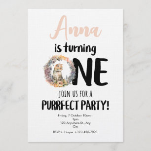 Cat Purrfect Birthday Party Invitation