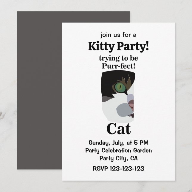 Cat Purrfect Kitty Funny Party Invitation (Front/Back)