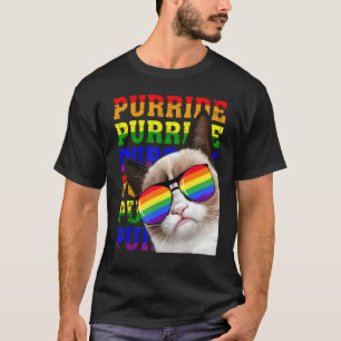Cat Purride Lgbt Rainbow Sunglasses Cats Gay Prid T-Shirt