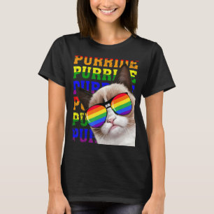 Cat Purride Lgbt Rainbow Sunglasses Cats Gay Prid T-Shirt