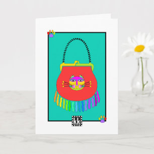 Cat Purse greeting card