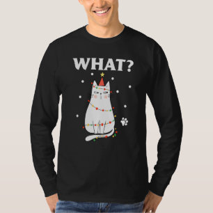 Cat Pushing Christmas Tree Over Funny What Cat Chr T-Shirt