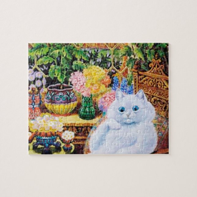 Cat Puzzle, Louis Wain Cat In Garden Jigsaw Puzzle (Horizontal)