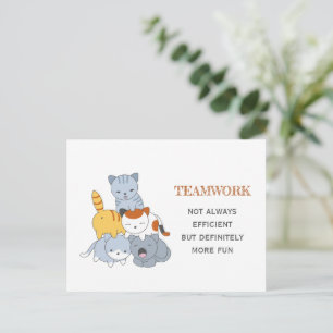 Cat Pyramid - Group of Cats Teamwork Quote Postcard
