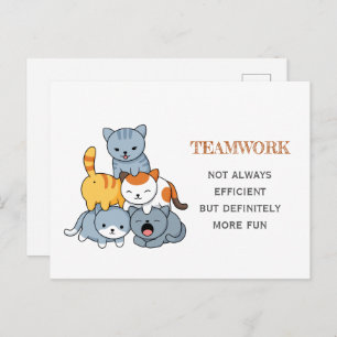 Cat Pyramid - Group of Cats Teamwork Quote Postcard