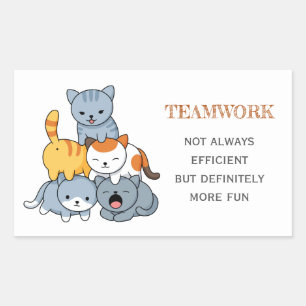 Cat Pyramid - Group of Cats, Teamwork Quote Rectangular Sticker