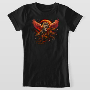 Cat queen on a winged T-Rex in space T-Shirt
