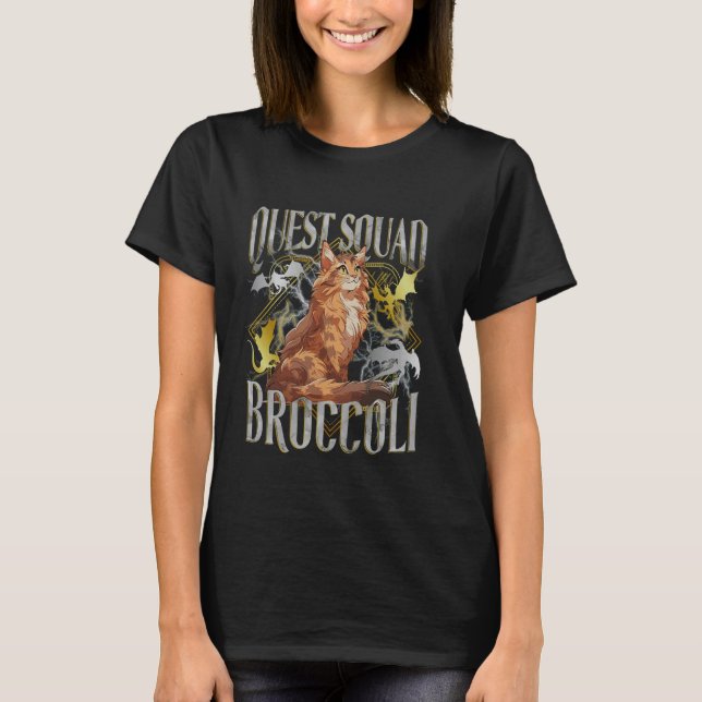 Cat Quest Squad Broccoli T-Shirt (Front)