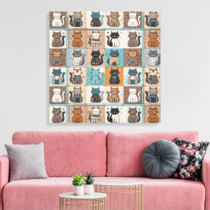 Cat Quilt Design Canvas Print