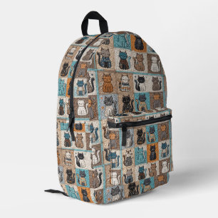 Cat Quilt Design Printed Backpack