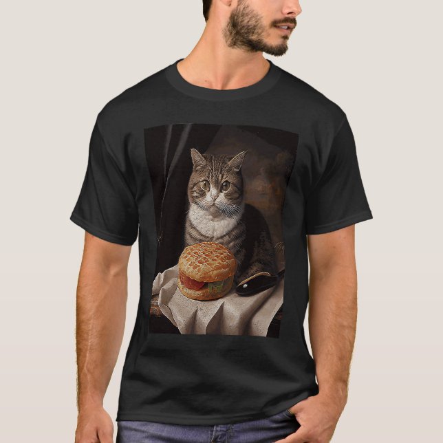 Cat Quilting Hamburger T-Shirt (Front)
