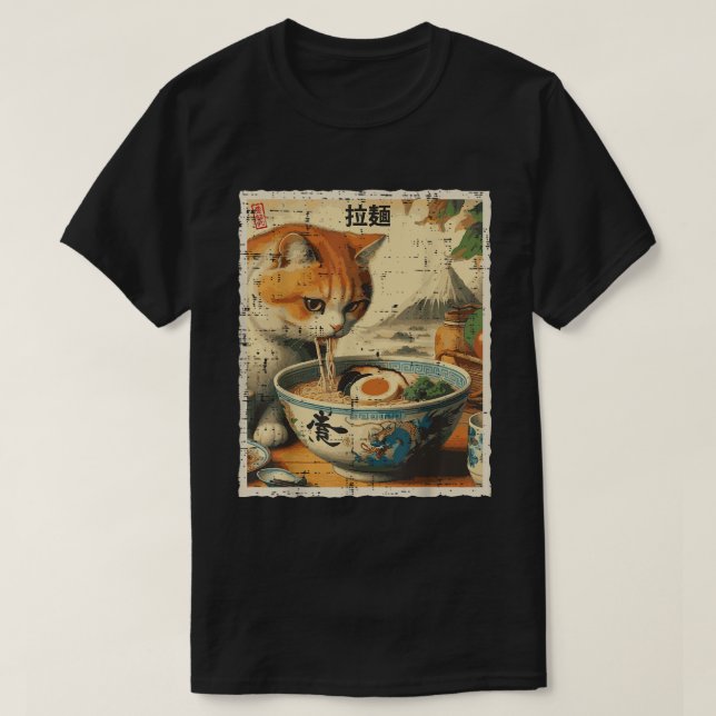 Cat Ra Noodle Japanese Anime Kawaii Cats T-Shirt (Design Front)