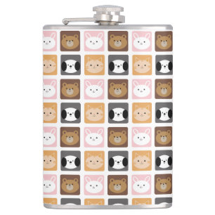 Cat, Rabbit, Dog and Bear Hip Flask