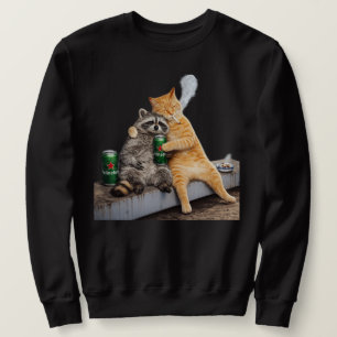 Cat Racoon Smoking Cigarette Vintage Meme Drink Sweatshirt