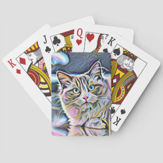 Cat ragdoll kitten playing cards