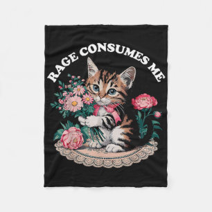 Cat Rage Consumes Me Fleece Blanket