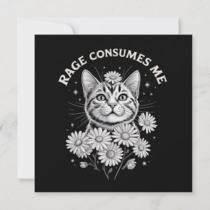 Cat Rage Consumes Me Funny Sarcastic Kitten Flower Invitation