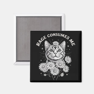 Cat Rage Consumes Me Funny Sarcastic Kitten Flower Magnet