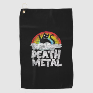 Cat Rainbow Heavy Metal Band Kids Goth Funny Death Golf Towel