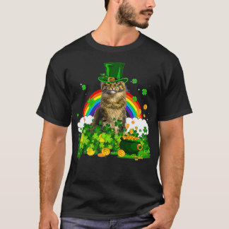 Cat Rainbow Shamrock St Patricks Day Meowy Irish G T-Shirt
