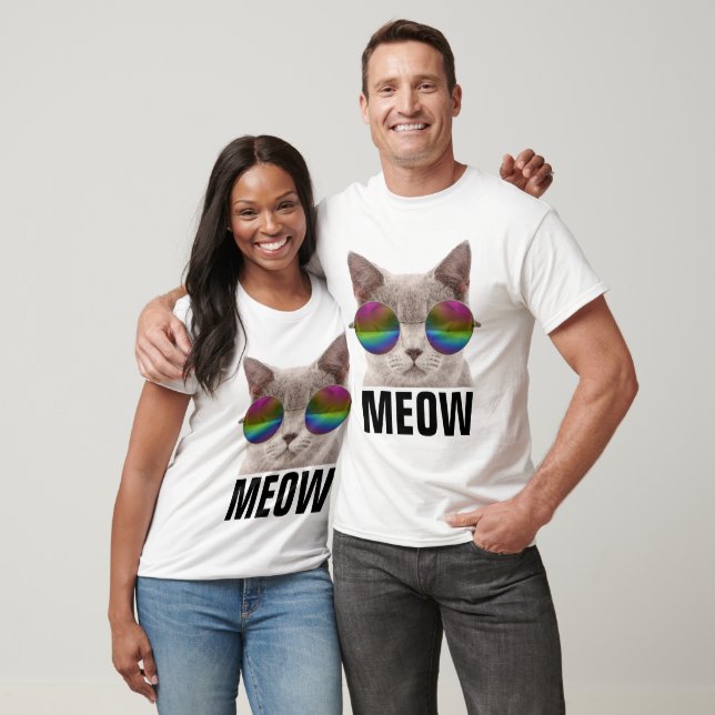 CAT RAINBOW SUNGLASSES T-Shirts, MEOW T-Shirt (Unisex)