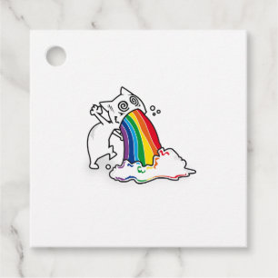 cat rainbow vomit favour tags