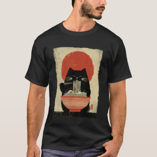 Cat Ramen Aesthetic Japanese Ukiyo-e Artwork Anime T-Shirt