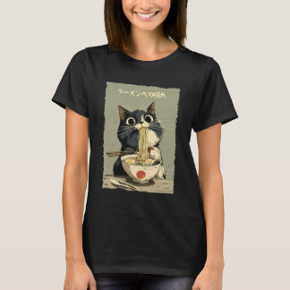 Cat Ramen Aesthetic Japanese Ukiyo-e Artwork Anime T-Shirt