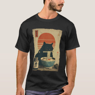 Cat Ramen Aesthetic Japanese Ukiyo-e Artwork Anime T-Shirt