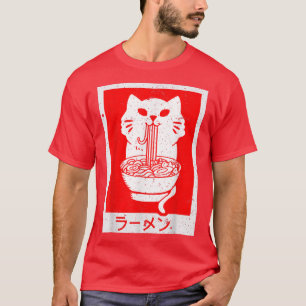 Cat Ramen Bowl Anime Japanese Noodles Kawaii Neko T-Shirt