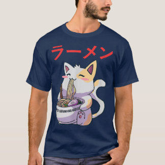 Cat Ramen Bowl Anime Japanese Noodles Kawaii Neko T-Shirt