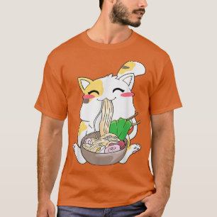 Cat Ramen Bowl Anime Japanese Noodles Kawaii Neko T-Shirt