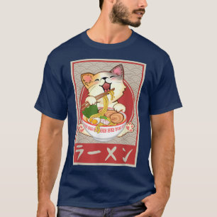 Cat Ramen Bowl Anime Japanese Noodles Kawaii Neko  T-Shirt