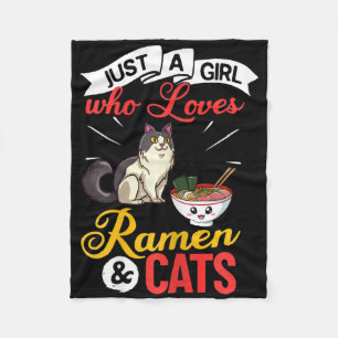 Cat Ramen Bowl Chicken Noodle Soup Japanese Fleece Blanket