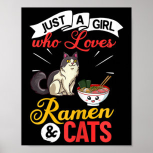 Cat Ramen Bowl Chicken Noodle Soup Japanese Poster