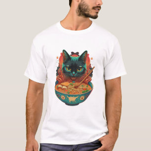 cat ramen, Cute Cat Eating Ramen, japanese ramen T-Shirt