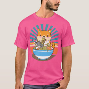 Cat Ramen Dog Shiba Inu Japanese Kawaii Cute Anime T-Shirt