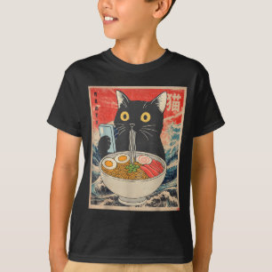 Cat ramen funny graphic tees japanese kawaii cat