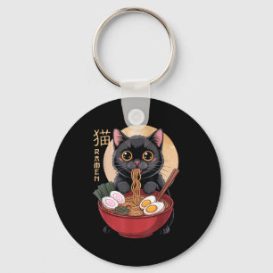 Cat Ramen Funny Graphic Tees Japanese Kawaii Cat A Key Ring