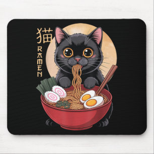 Cat Ramen Funny Graphic Tees Japanese Kawaii Cat A Mouse Mat