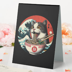 Cat Ramen Japanese Art Vintage Style