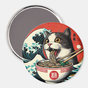Cat Ramen Japanese Art Vintage Style Magnet