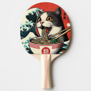 Cat Ramen Japanese Art Vintage Style Ping Pong Paddle