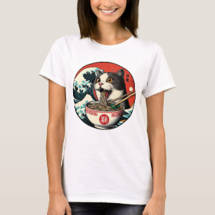 Cat Ramen Japanese Art Vintage Style T-Shirt