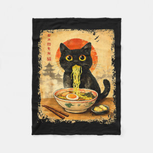 Cat Ramen Japanese Funny Cat Graphic Anime Fleece Blanket
