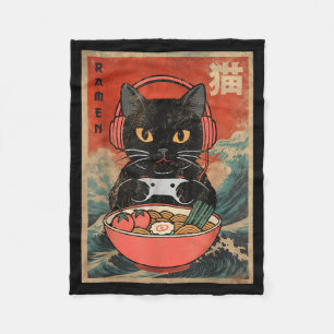 Cat Ramen Japanese Funny Graphic Kawaii Anime Fleece Blanket