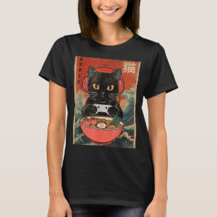 Cat Ramen Japanese Funny Graphic Kawaii Anime  T-Shirt